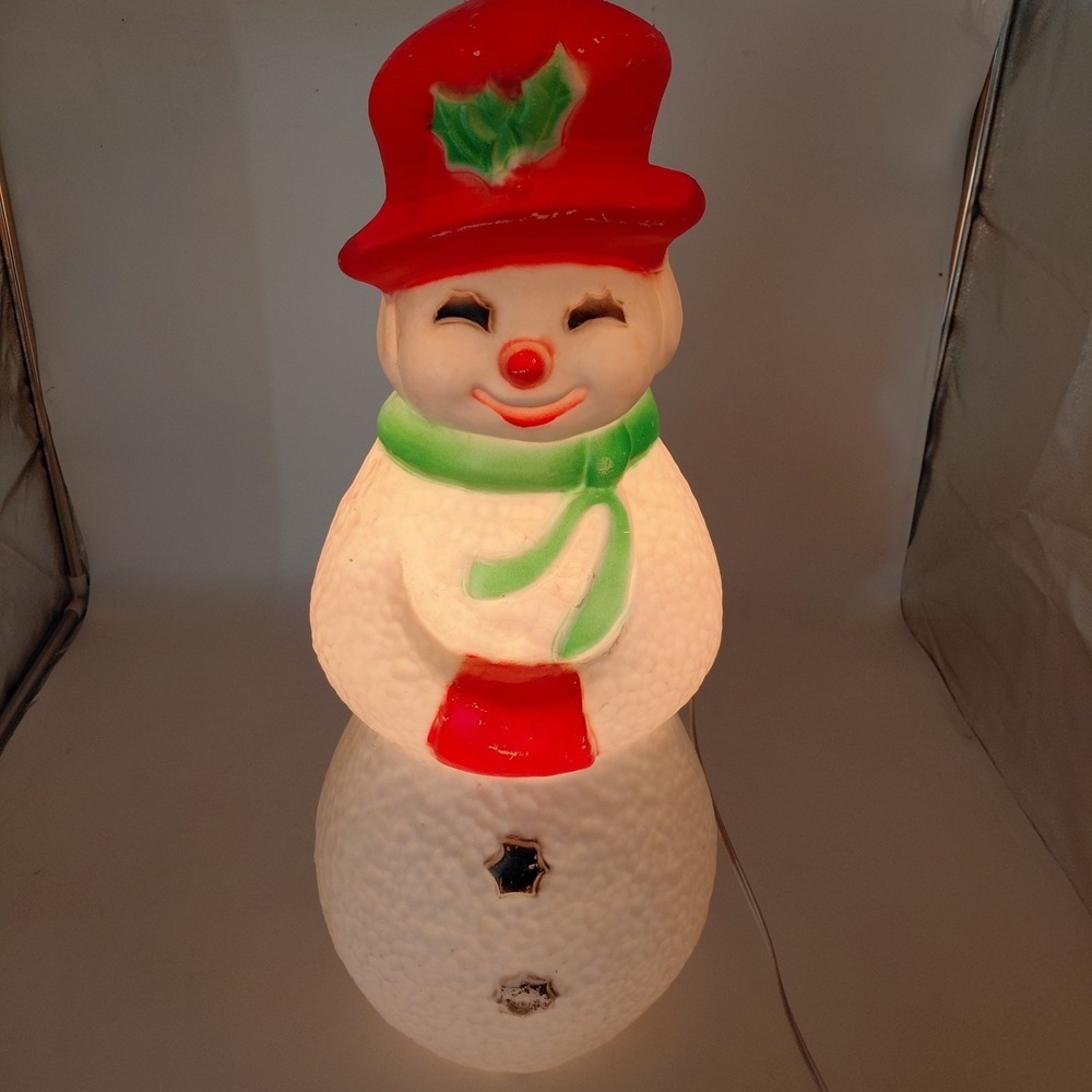 Vintage Union Snowman Lady Lighted Christmas 22" Blow Mold Holiday Works